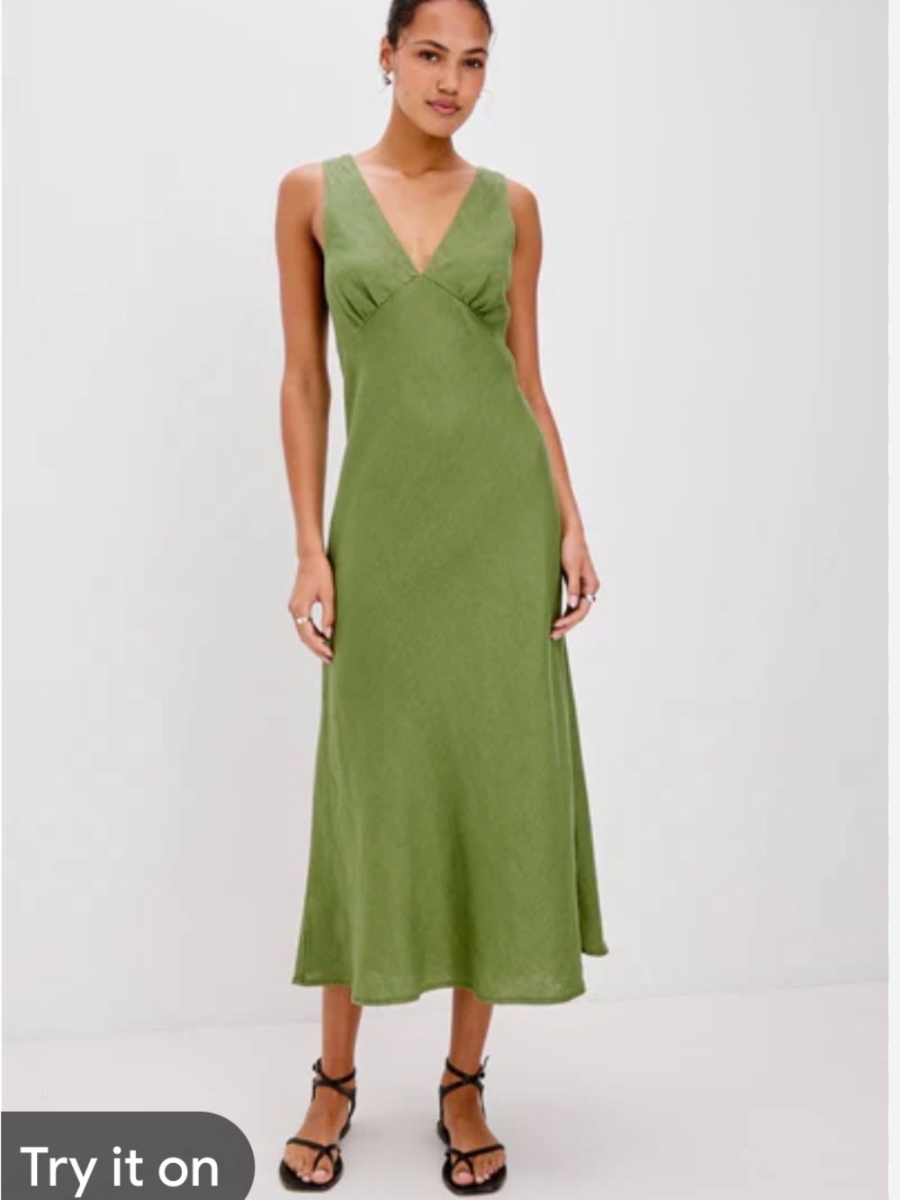 Rails Olive Green Midi Dress with V-Neck